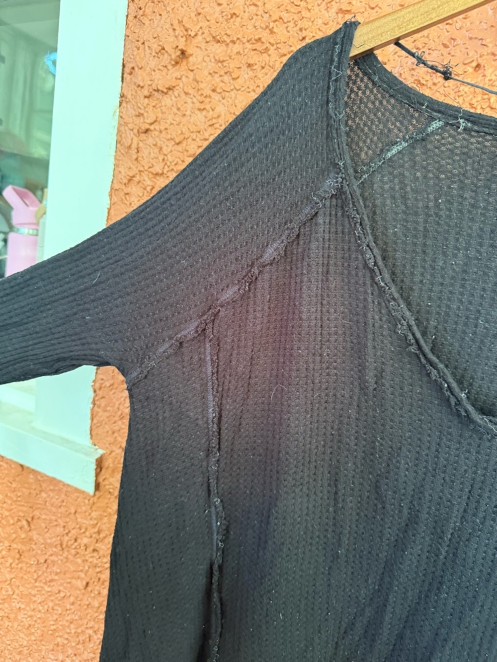 Free People Laguna Thermal Top Women's M Black Boho Lagenlook Retro Casual Comfy - Picture 5 of 8